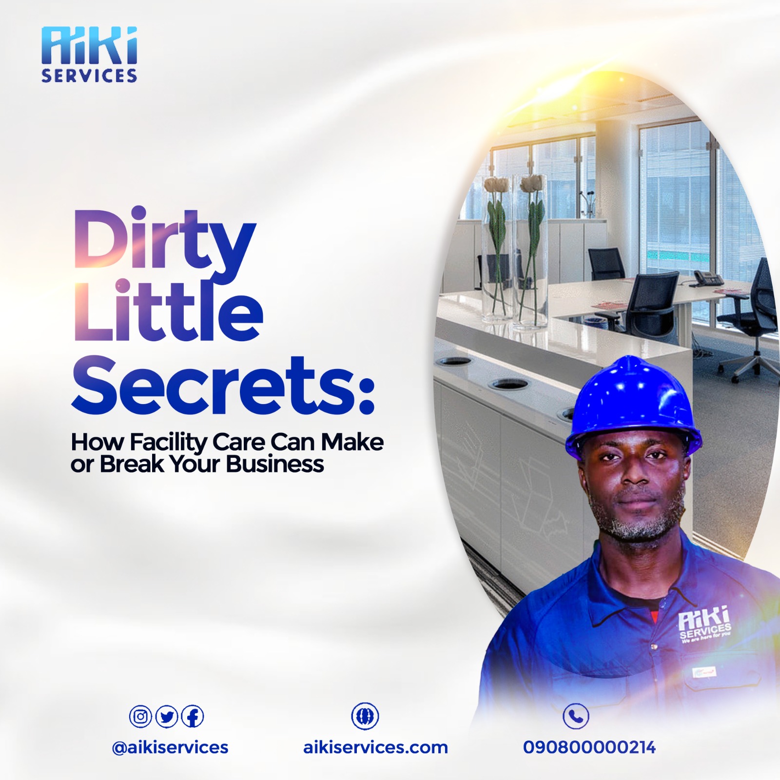 a man, and graphics of the dirty little secrets of Facility care.